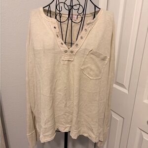 Pink Lily Ivory Button-Up Blouse